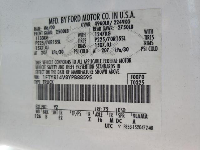 Photo 10 from auction – 2000 FORD RANGER SUP with VIN 1FTYR14V8YPB88595