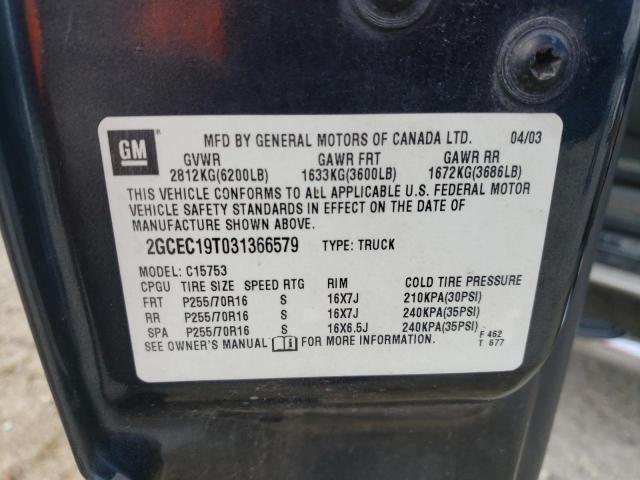 Photo 10 from auction – 2003 CHEVROLET SILVERADO with VIN 2GCEC19T031366579