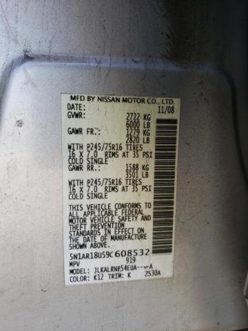 Photo 10 from auction – 2009 NISSAN PATHFINDER with VIN 5N1AR18U59C608532