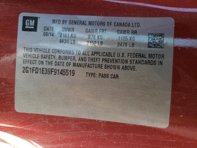 Photo 10 from auction – 2015 CHEVROLET CAMARO LT with VIN 2G1FD1E39F9145519