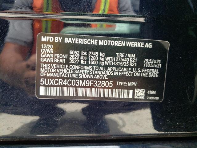 Photo 10 from auction – 2021 BMW X5 SDRIVE with VIN 5UXCR4C03M9F32805