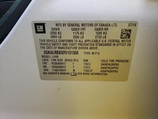 Photo 10 from auction – 2015 GMC TERRAIN SL with VIN 2GKALREKXF6101366