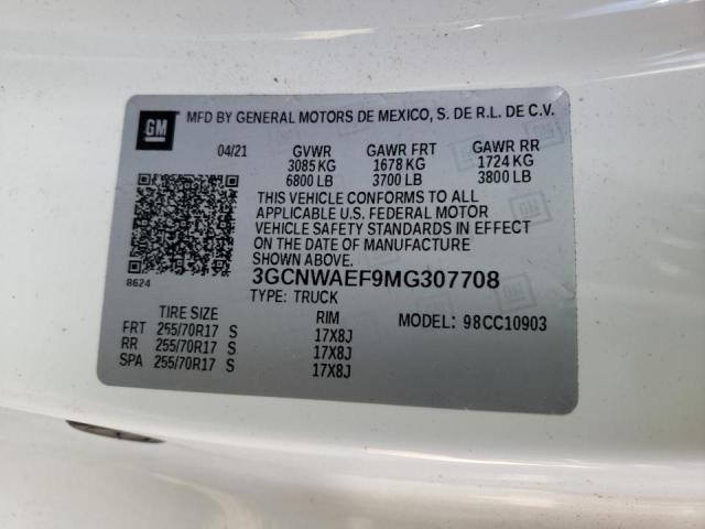 Photo 10 from auction – 2021 CHEVROLET SILVERADO with VIN 3GCNWAEF9MG307708