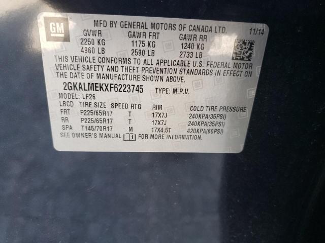 Photo 10 from auction – 2015 GMC TERRAIN SL with VIN 2GKALMEKXF6223745