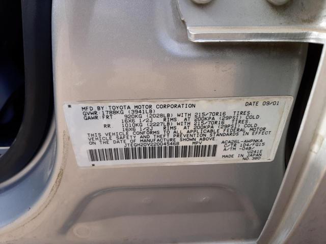 Photo 10 from auction – 2002 TOYOTA RAV4 with VIN JTEGH20V220045468
