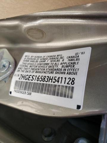 Photo 10 from auction – 2003 HONDA CIVIC LX with VIN 2HGES16583H541128