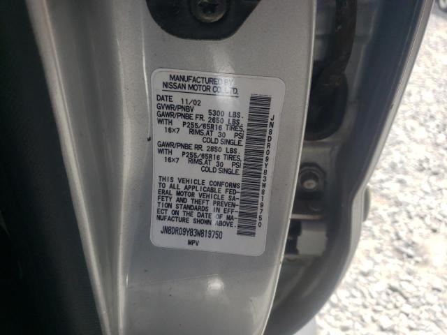 Photo 10 from auction – 2003 NISSAN PATHFINDER with VIN JN8DR09Y83W819750