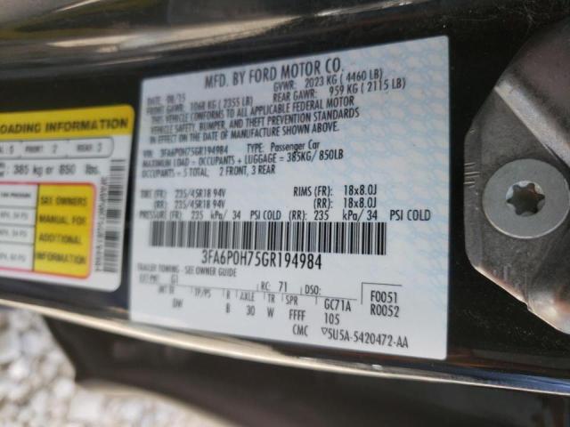 Photo 10 from auction – 2016 FORD FUSION SE with VIN 3FA6P0H75GR194984