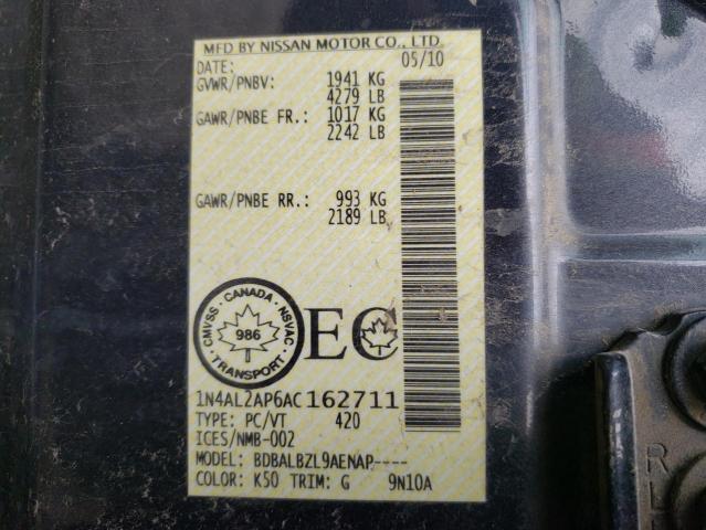 Photo 10 from auction – 2010 NISSAN ALTIMA BAS with VIN 1N4AL2AP6AC162711