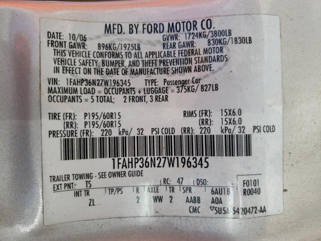 Photo 10 from auction – 2007 FORD FOCUS ZXW with VIN 1FAHP36N27W196345