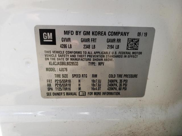 Photo 10 from auction – 2020 BUICK ENCORE PRE with VIN KL4CJASB6LB028533