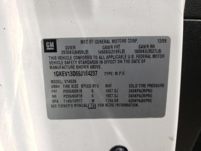 Photo 10 from auction – 2009 GMC ACADIA SLE with VIN 1GKEV13D69J184237