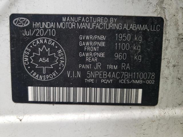 Photo 10 from auction – 2011 HYUNDAI SONATA GLS with VIN 5NPEB4AC7BH110078