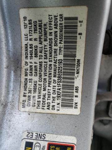 Photo 10 from auction – 2011 HONDA CIVIC LX with VIN 19XFA1F53BE025193