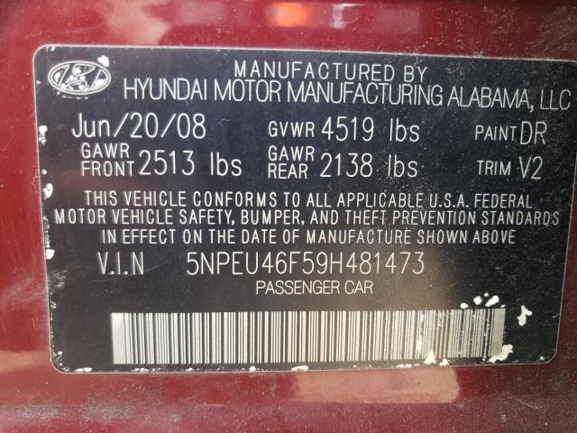 Photo 10 from auction – 2009 HYUNDAI SONATA SE with VIN 5NPEU46F59H481473