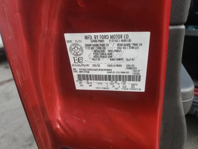 Photo 10 from auction – 2012 FORD ESCAPE XLT with VIN 1FMCU9DG2CKB35482