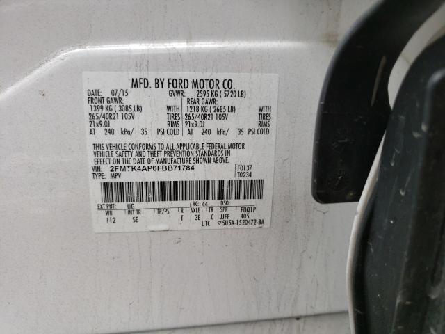 Photo 10 from auction – 2015 FORD EDGE SPORT with VIN 2FMTK4AP6FBB71784
