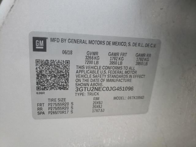 Photo 10 from auction – 2018 GMC SIERRA K15 with VIN 3GTU2NEC0JG451096