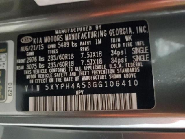 Photo 10 from auction – 2016 KIA SORENTO EX with VIN 5XYPH4A53GG106410