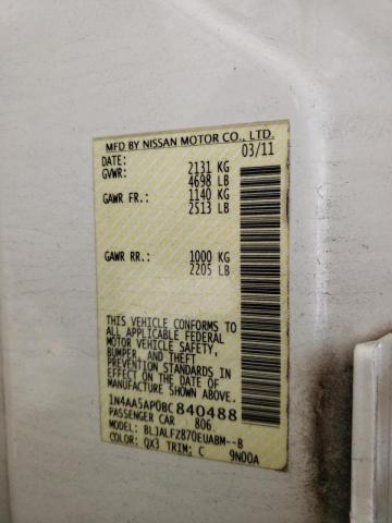 Photo 10 from auction – 2011 NISSAN MAXIMA S with VIN 1N4AA5AP0BC840488
