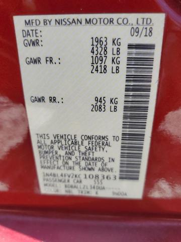 Photo 10 from auction – 2019 NISSAN ALTIMA PLA with VIN 1N4BL4FV2KC108363