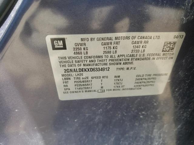 Photo 10 from auction – 2013 CHEVROLET EQUINOX LT with VIN 2GNALDEKXD6334912