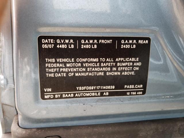 Photo 10 from auction – 2007 SAAB 9-3 2.0T with VIN YS3FD59Y171140639