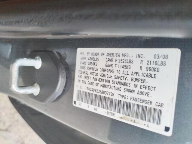 Photo 10 from auction – 2008 ACURA TL with VIN 19UUA66238A037738