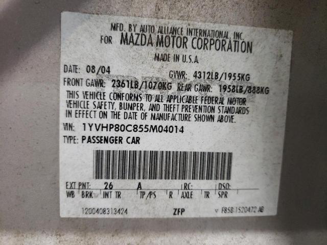 Photo 10 from auction – 2005 MAZDA 6 I with VIN 1YVHP80C855M04014