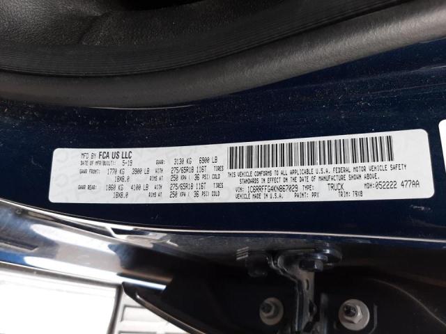 Photo 10 from auction – 2019 RAM 1500 BIG H with VIN 1C6RRFFG4KN867029