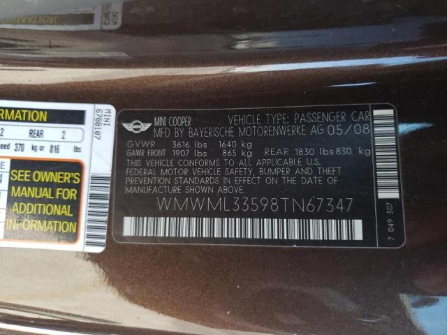 Photo 10 from auction – 2008 MINI COOPER CLU with VIN WMWML33598TN67347