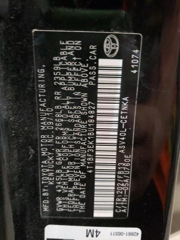Photo 10 from auction – 2011 TOYOTA CAMRY BASE with VIN 4T1BF3EK1BU184827