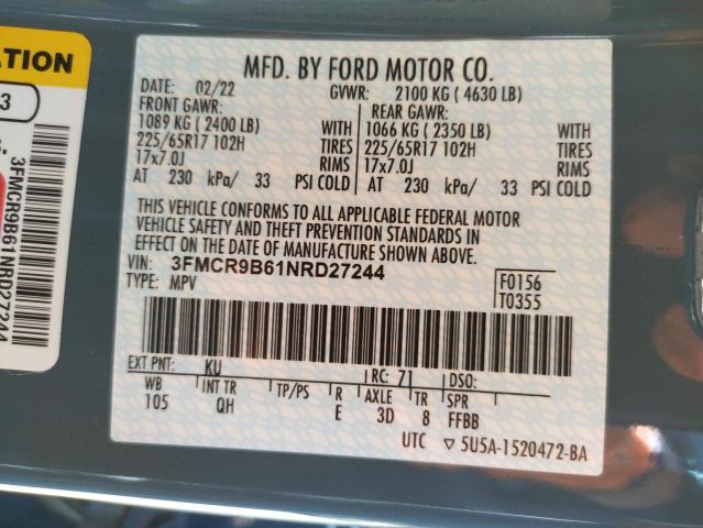 Photo 10 from auction – 2022 FORD BRONCO SPO with VIN 3FMCR9B61NRD27244