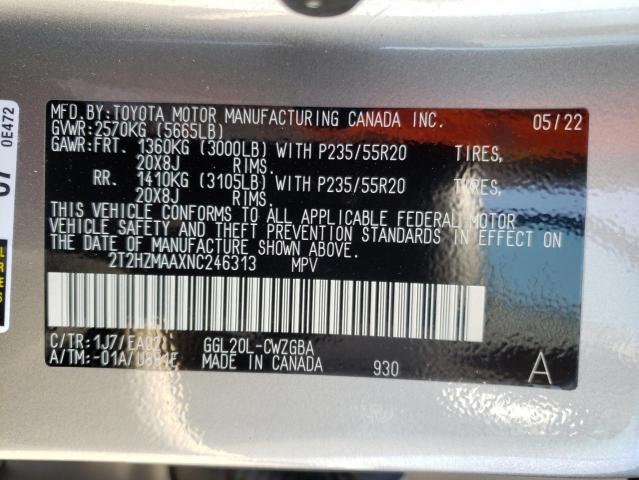 Photo 10 from auction – 2022 LEXUS RX 350 with VIN 2T2HZMAAXNC246313