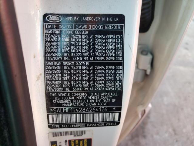 Photo 10 from auction – 2008 LAND ROVER RANGE ROVE with VIN SALMF15428A264126