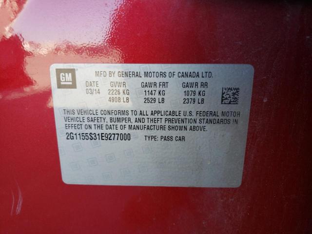 Photo 10 from auction – 2014 CHEVROLET IMPALA LTZ with VIN 2G1155S31E9277000