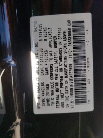 Photo 10 from auction – 2015 ACURA TLX TECH with VIN 19UUB1F50FA022606