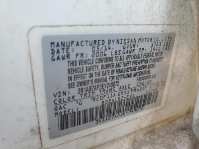 Photo 10 from auction – 2014 NISSAN SENTRA S with VIN 3N1AB7AP3EY249072