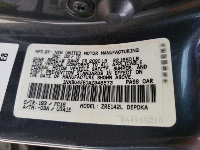 Photo 10 from auction – 2010 TOYOTA COROLLA BA with VIN 1NXBU4EE0AZ348573
