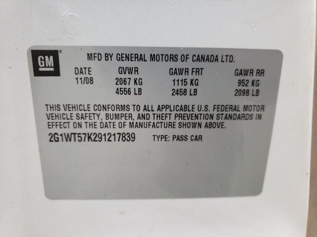 Photo 10 from auction – 2009 CHEVROLET IMPALA 1LT with VIN 2G1WT57K291217839