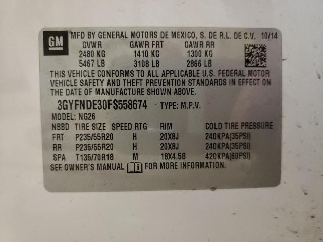 Photo 10 from auction – 2015 CADILLAC SRX PREMIU with VIN 3GYFNDE30FS558674