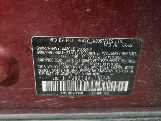 Photo 10 from auction – 2010 SUBARU FORESTER 2 with VIN JF2SH6CC4AH726278
