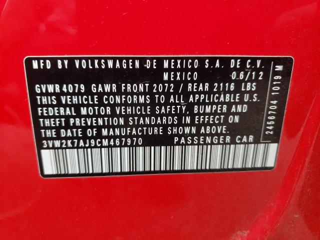 Photo 10 from auction – 2012 VOLKSWAGEN JETTA BASE with VIN 3VW2K7AJ9CM467970
