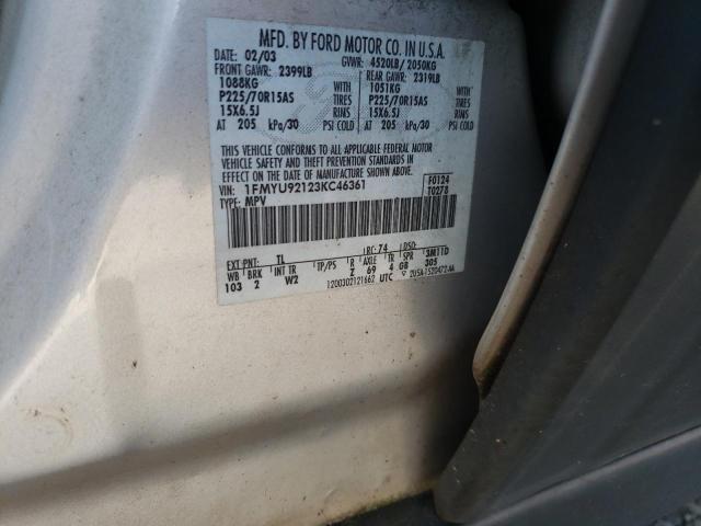 Photo 10 from auction – 2003 FORD ESCAPE XLS with VIN 1FMYU92123KC46361
