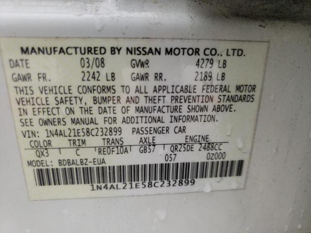 Photo 10 from auction – 2008 NISSAN ALTIMA 2.5 with VIN 1N4AL21E58C232899