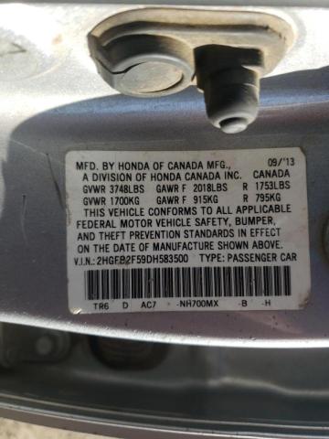 Photo 10 from auction – 2013 HONDA CIVIC LX with VIN 2HGFB2F59DH583500