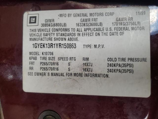 Photo 10 from auction – 2000 CADILLAC ESCALADE with VIN 1GYEK13R1YR150863