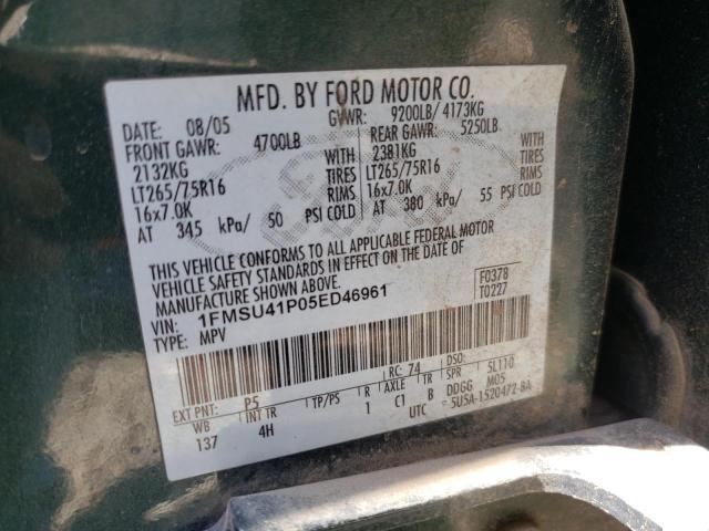 Photo 10 from auction – 2005 FORD EXCURSION with VIN 1FMSU41P05ED46961