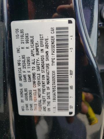 Photo 10 from auction – 2007 ACURA TL TYPE S with VIN 19UUA76527A005331