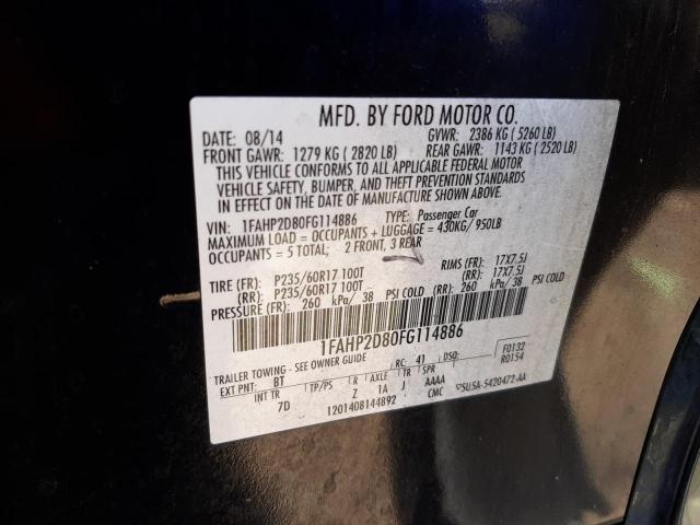 Photo 10 from auction – 2015 FORD TAURUS SE with VIN 1FAHP2D80FG114886